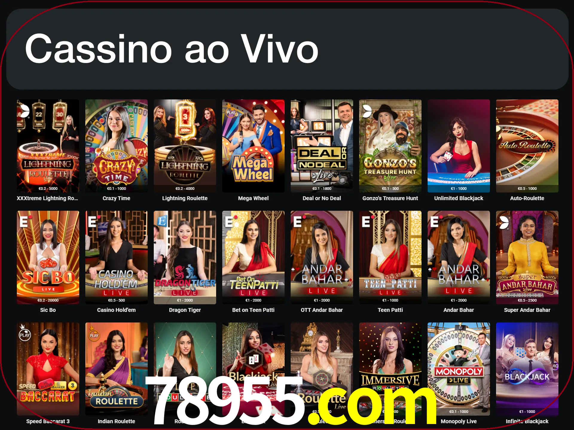 Jogue jogos de cassino com um verdadeiro dealer.
