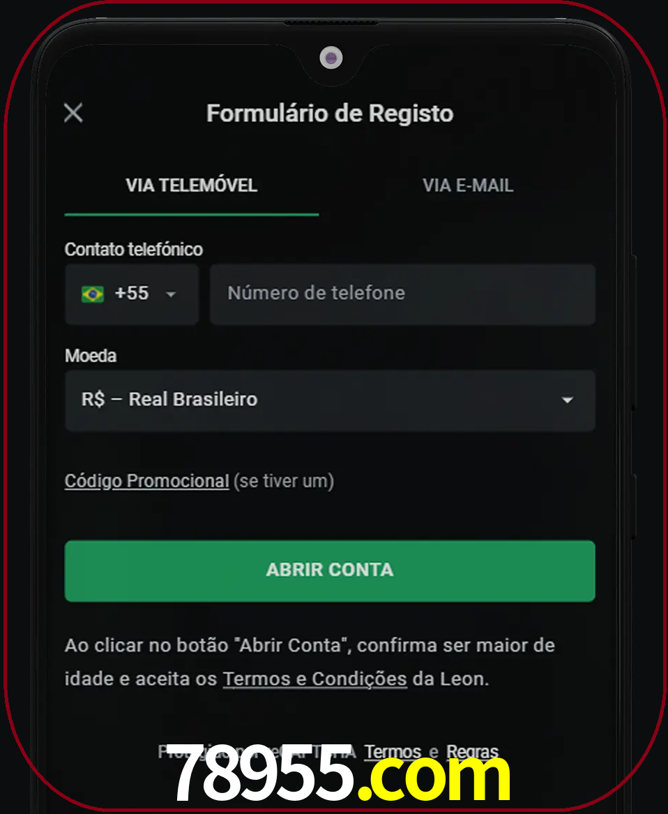 Abra o aplicativo e inicie o processo de registro.