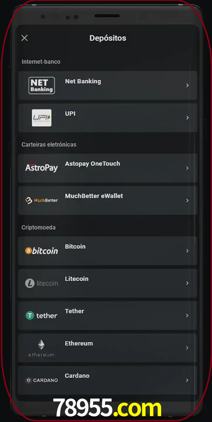 Você pode usar métodos alternativos de depósito.